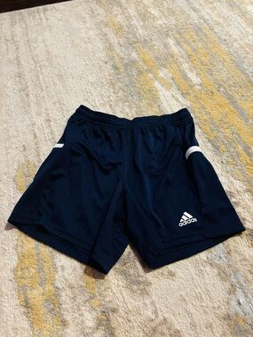 adidas Navy Athletic Mesh Shorts with White Logo